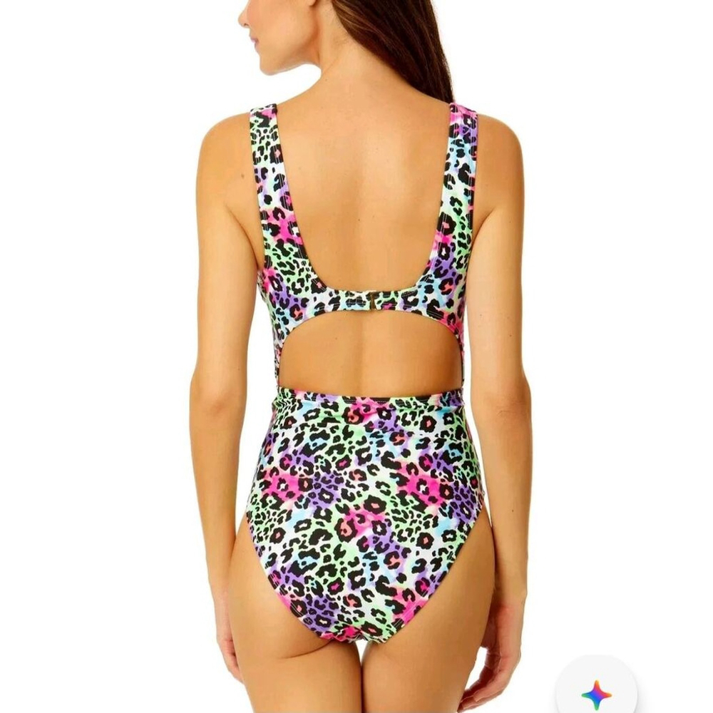NWT Salt + Cove Neon Leopard Print Cut-Out One-Piece Swimsuit - XS - Picture 5 of 6